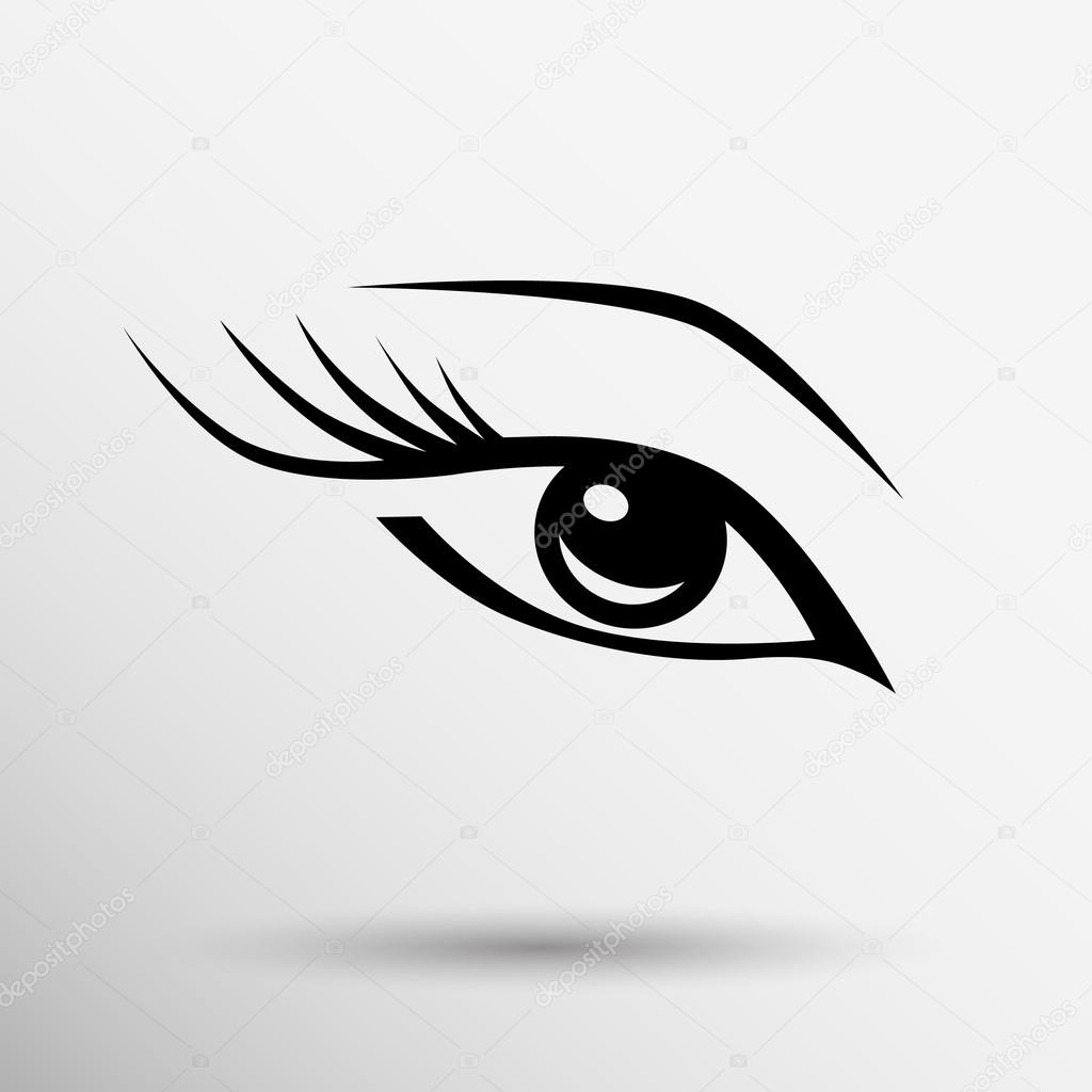 vector blue eye with long lashes  woman makeup beauty symbol