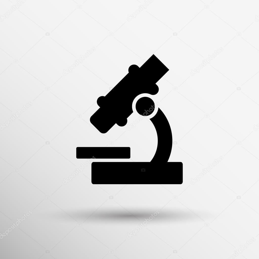 Black microscope icon - vector illustration symbol