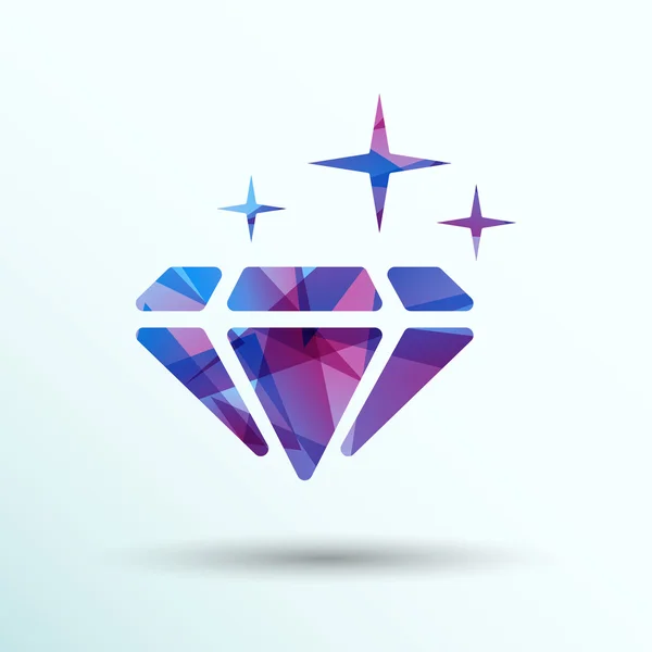 Ilustración de un icono de diamante azul icono de brillo piedra . — Archivo Imágenes Vectoriales