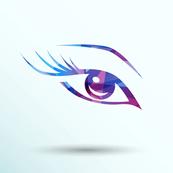 Vector azul ojo con pestañas largas mujer maquillaje belleza símbolo — Vector de stock