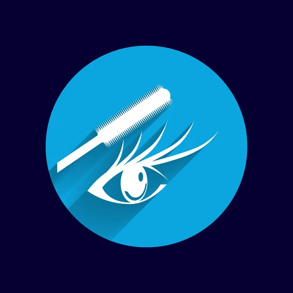 Vektor illustration vackra kvinnliga blue eye mascara — Stock vektor