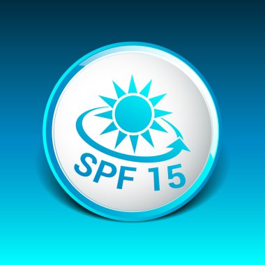 izole siyah ve gümüş metalik spf 15 kalkan etiket rozet simge damga etiket afiş işareti.