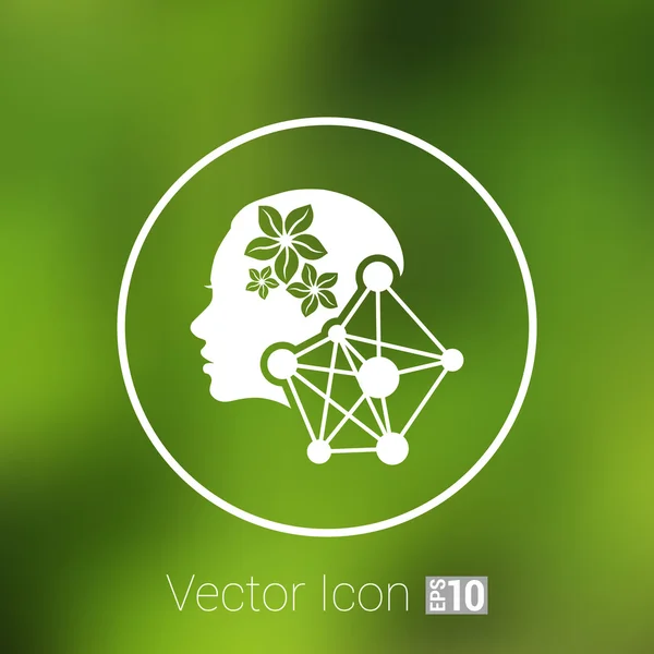 Girl portrait Vector silhouette icon, monochrome — Stock Vector
