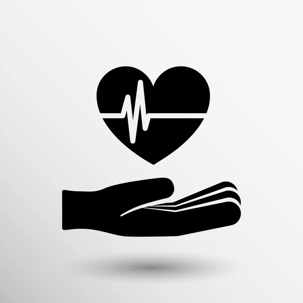 Ecg coração na mão ícone abstrato logotipo tipo —  Vetores de Stock