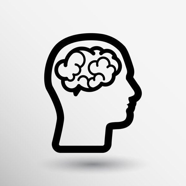 Иконка мозга над векторной иллюстрацией
