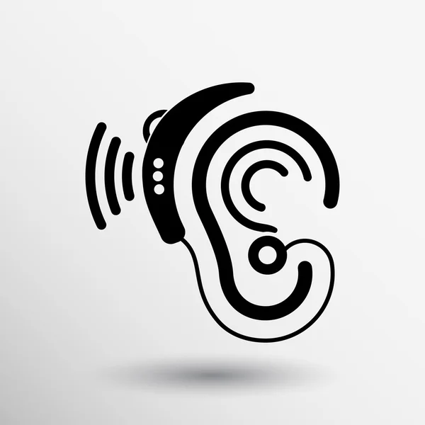 Oído icono vector audífono oído escuchar gráficos de sonido — Archivo Imágenes Vectoriales