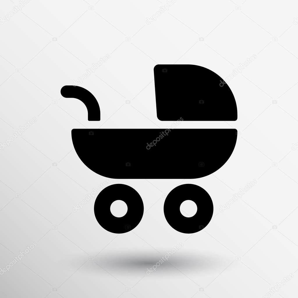 Baby stroller icon, maternity wheel illustration born pram.