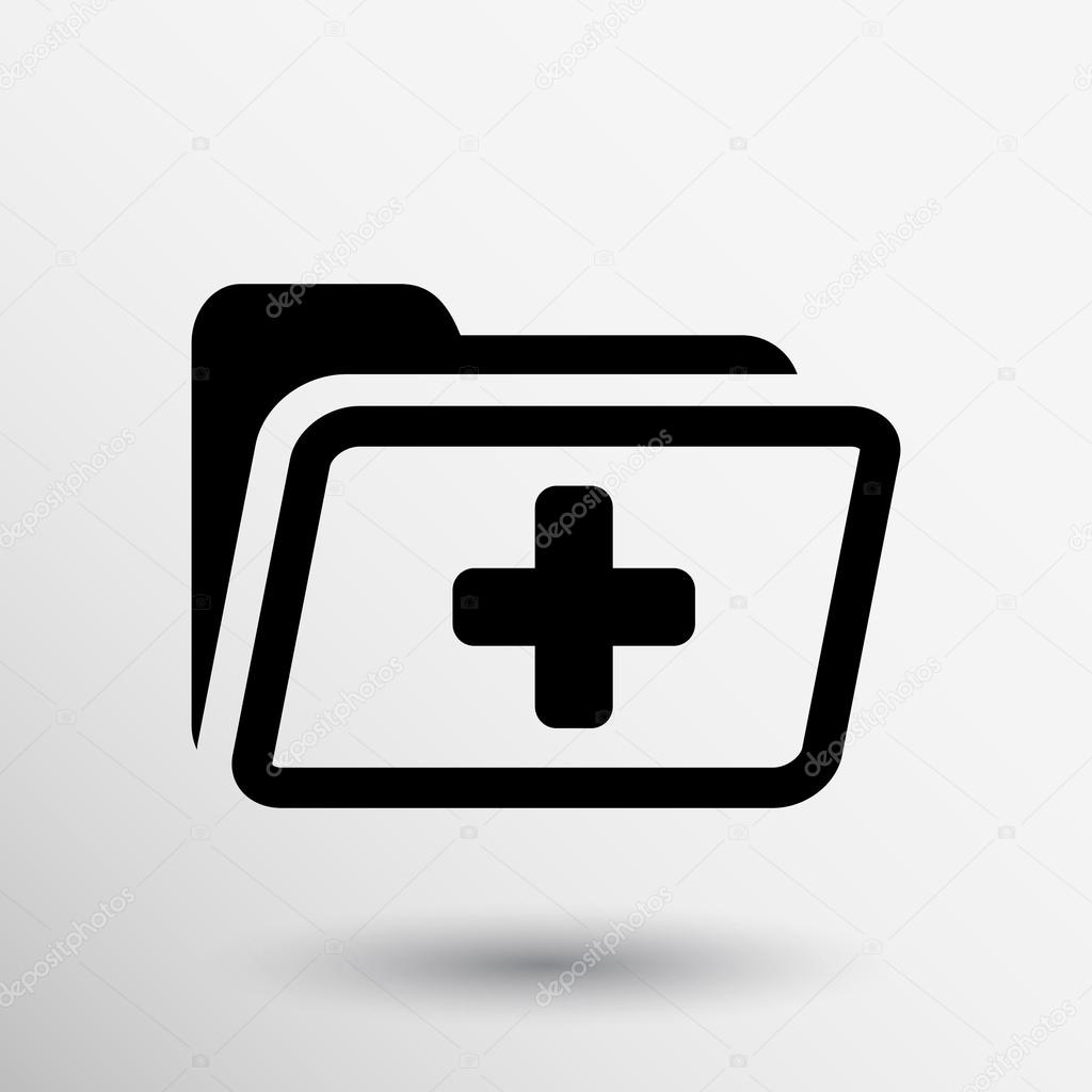 Medical health record folder flat icon for healthcare