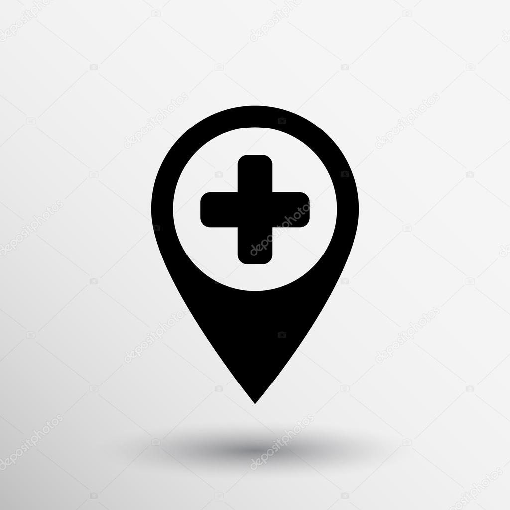  Map Pointer Icon With Cross, Hospital, First Aid Sign