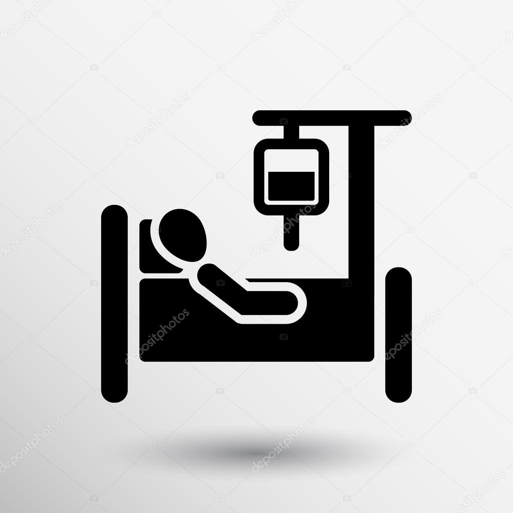 Hospital stretcher bed iv icon isolated recovery injecting intravenous.