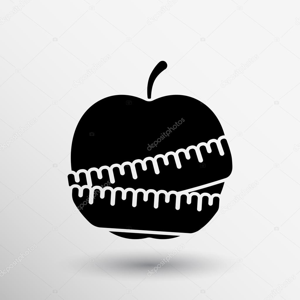 Vector Slimming apple icon slim weight diet.
