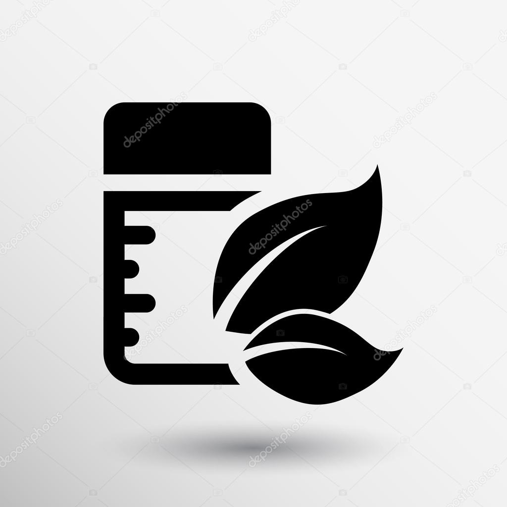 Pill box unlabeled medicine leaf isolated Green eco energy Stock Vector