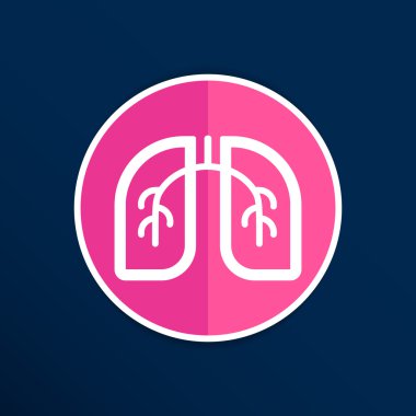 Beyaz arka plan üzerinde izole akciğerler simgesi. Vektör sanat