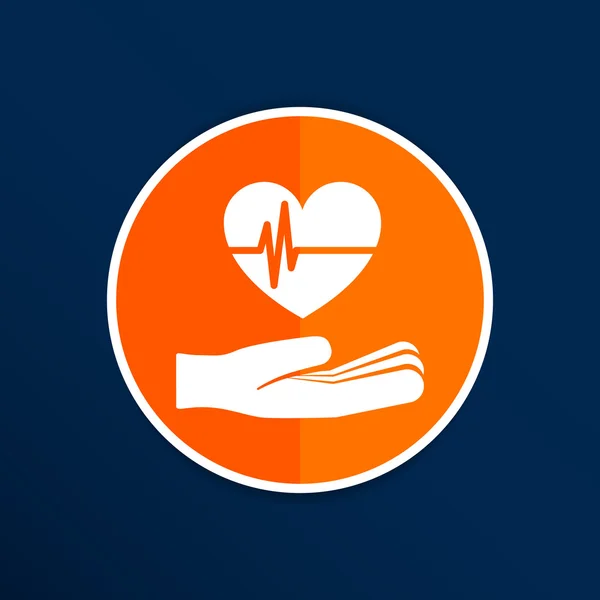 Ecg coração na mão ícone abstrato logotipo tipo — Vetor de Stock