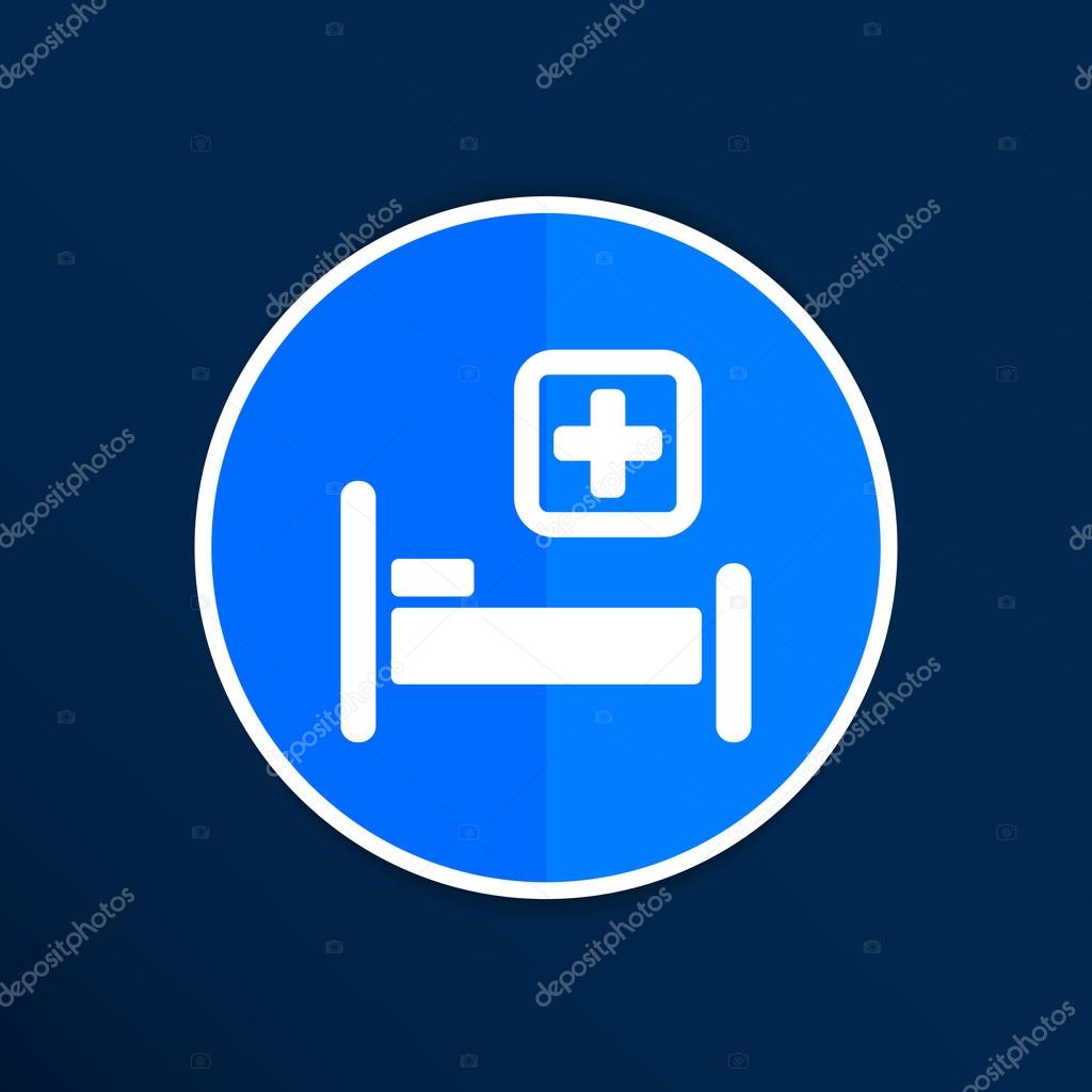 Hospital bed and cross, vector icon doctor health care.