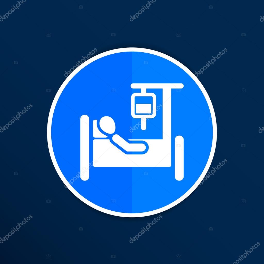 Hospital stretcher bed iv icon isolated recovery injecting intravenous.