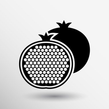 Nar meyve dilim siyah siluet logosu