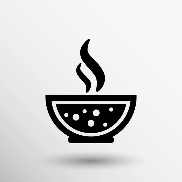 Bowl of Hot Soup with spoon Line Art. Icon isolated — Stock Vector