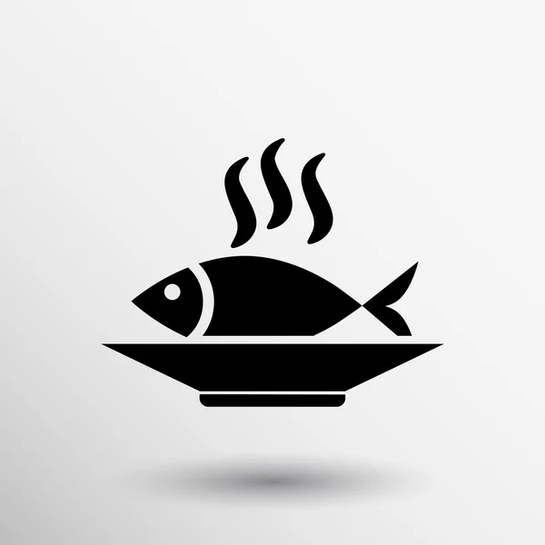 Icono de menú de pescado logo mariscos tenedor atún vector — Vector de stock