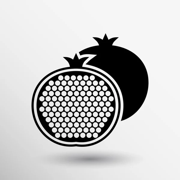 Ρόδι φέτα ολόκληρη μαύρη σιλουέτα λογότυπο — Διανυσματικό Αρχείο