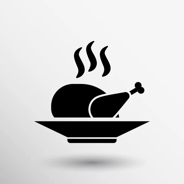 Pollo parrilla icono logotipo comida caliente cocina — Vector de stock