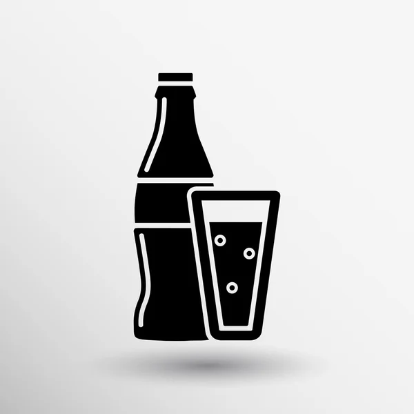 Botella de gaseosa diseño concepto logo vector signo línea — Vector de stock