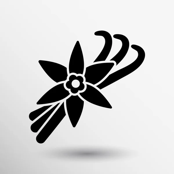 Vanille bloem en vanillestokjes Vector Logo — Stockvector