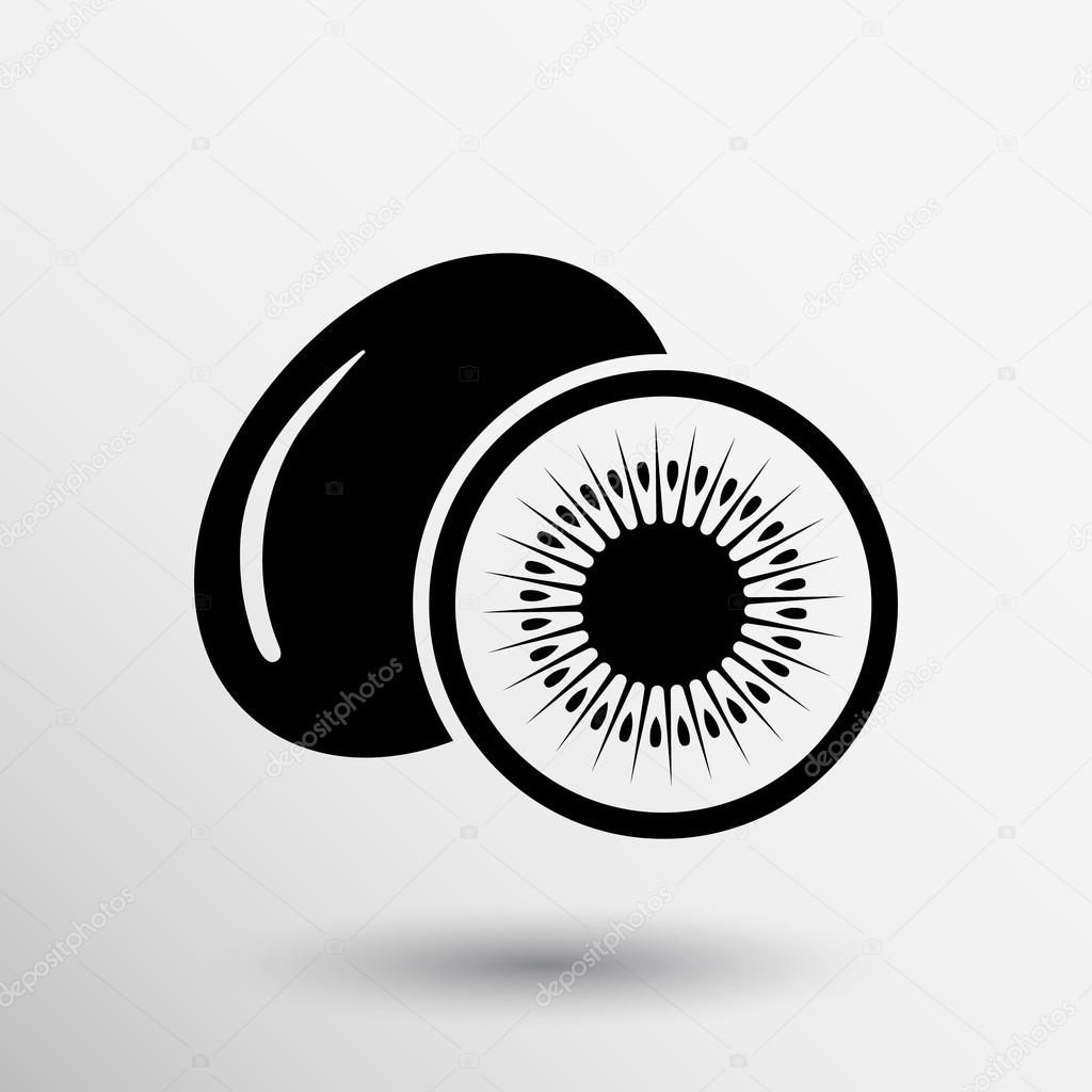 Kiwi fruits closeup icon isolated art logo design.