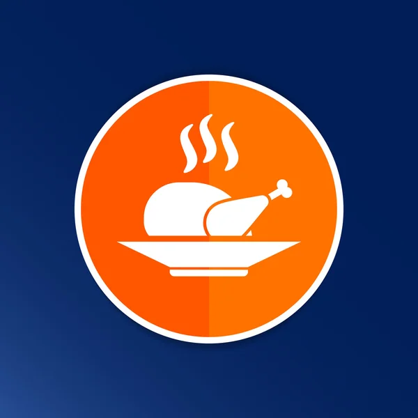 Pollo parrilla icono logotipo comida caliente cocina — Archivo Imágenes Vectoriales