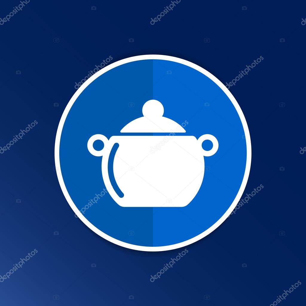 Logo of the pan with steam. Vector image.