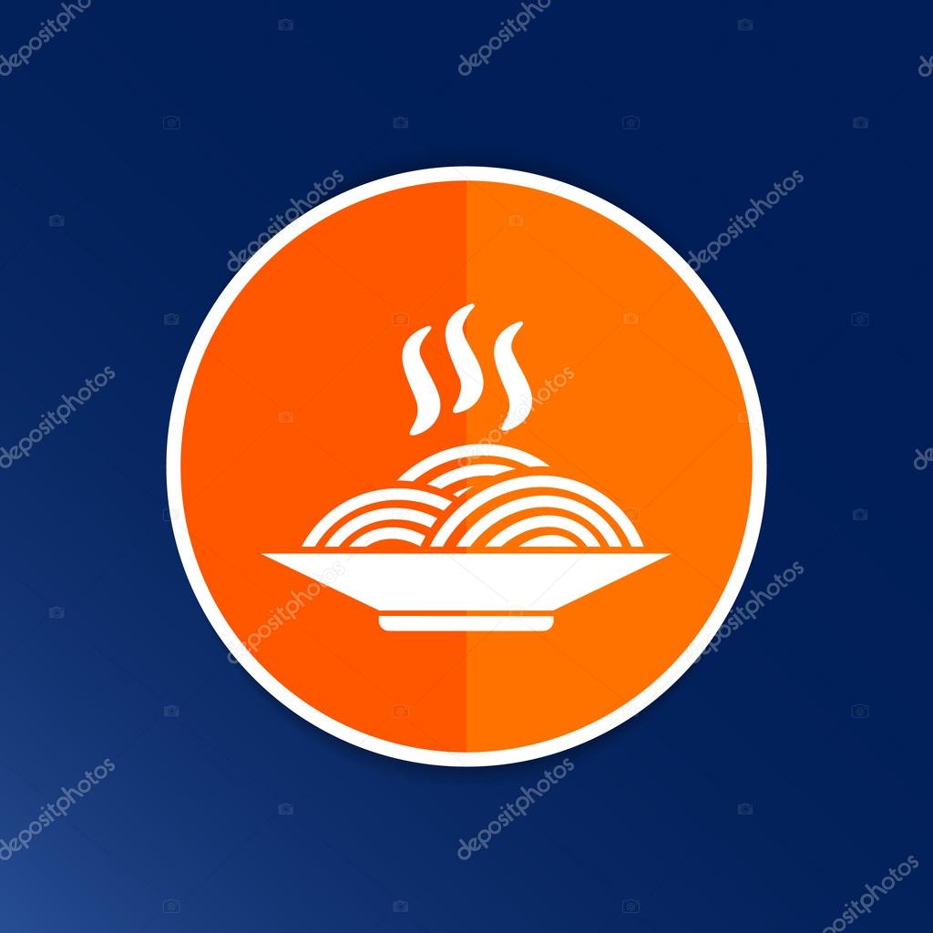 Single black silhouette vector icon bowl with ramen.