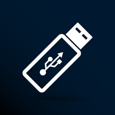 vektör usb flash sürücü simgesi gri düz düğme üzerindeki