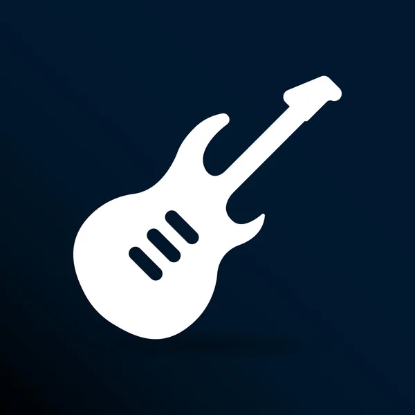 Icona della chitarra con lunga ombra melodia elettrica — Vettoriale Stock