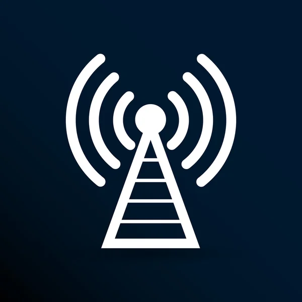 Antena ícone torre rádio mastro sinal antena vetor rede — Vetor de Stock
