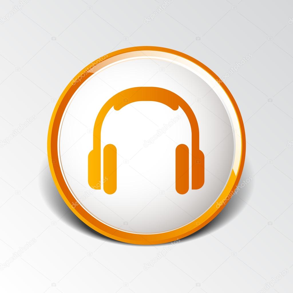 Headphone icon vector music isolated hear funky white stereo.
