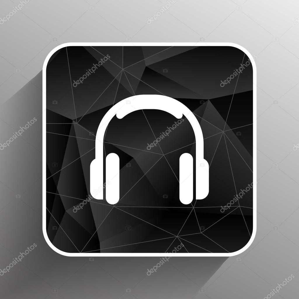 Headphone icon vector music isolated hear funky white stereo.