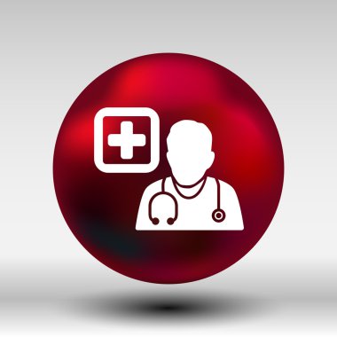 Doktor onun boyun simgesi çevresinde stetoskop ile
