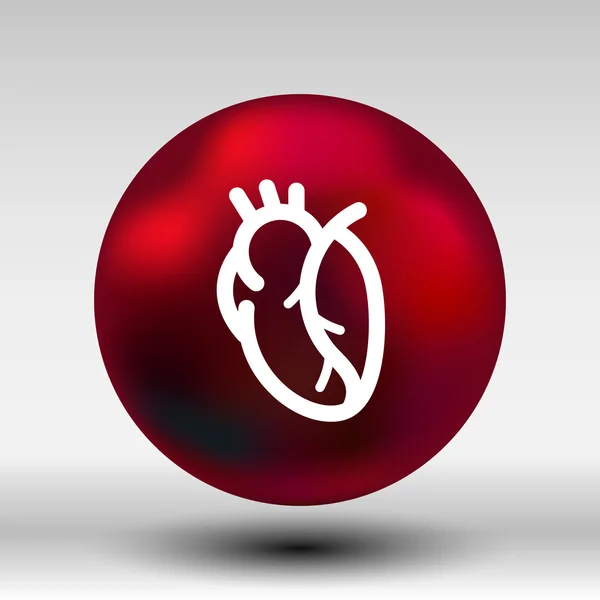 Vektorové červené lidské srdce ikony kardio kardiovaskulární — Stockový vektor