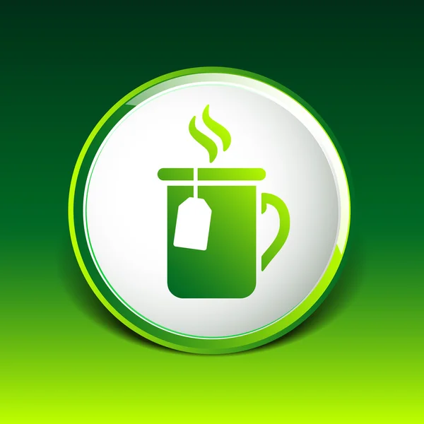 Logo café tekopp isolerade dekoration grön — Stock vektor