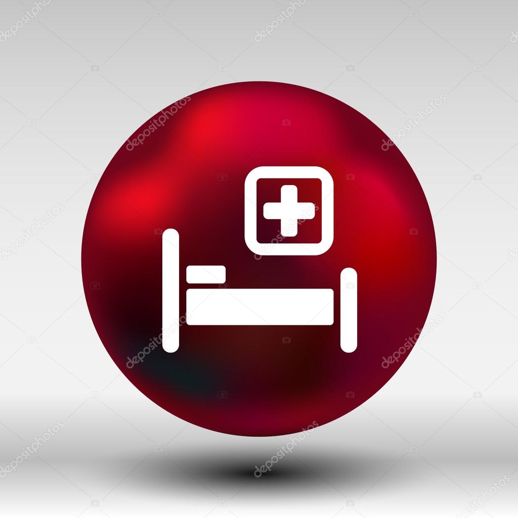 Hospital bed and cross, vector icon doctor health care.