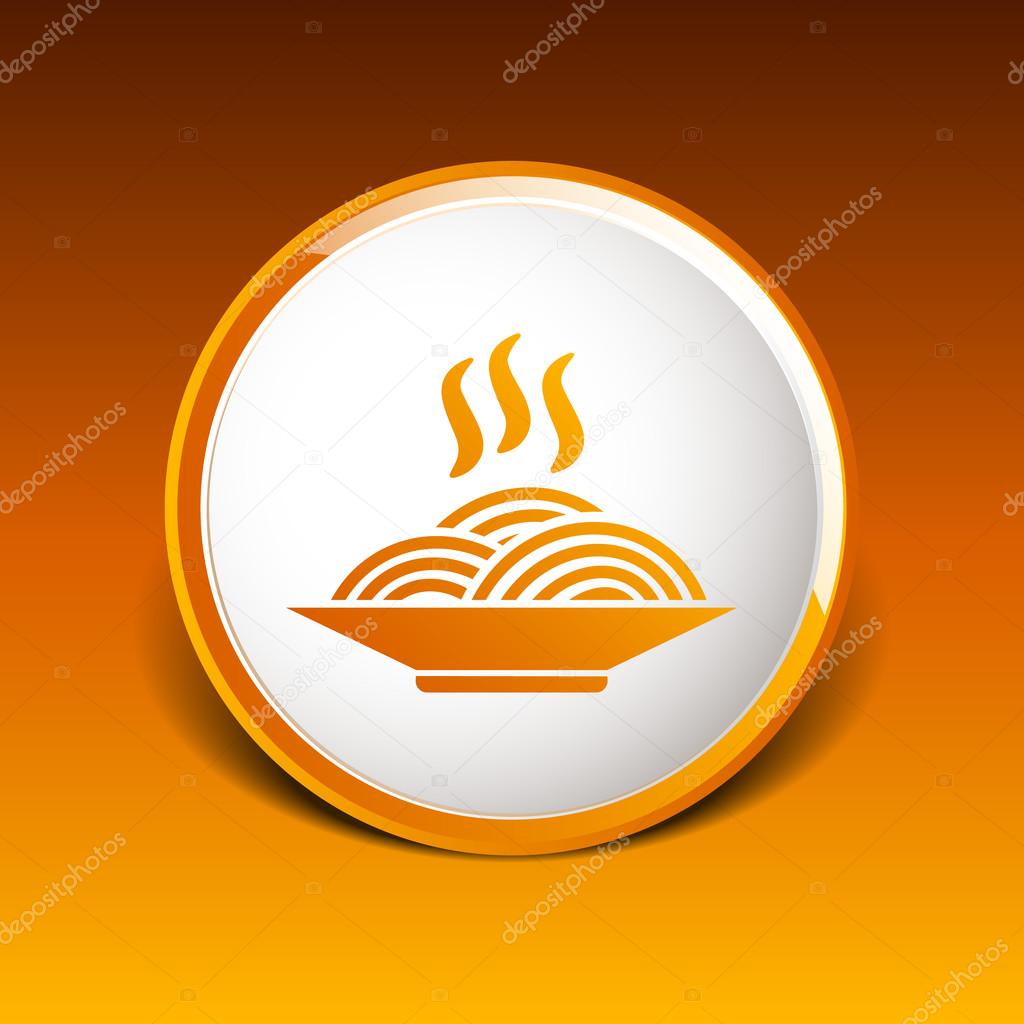 Single black silhouette vector icon bowl with ramen.