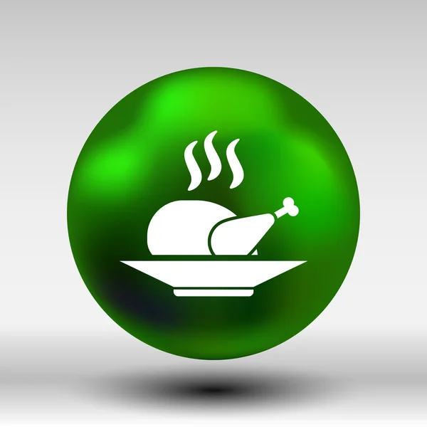 Pollo parrilla icono logotipo comida caliente cocina — Vector de stock