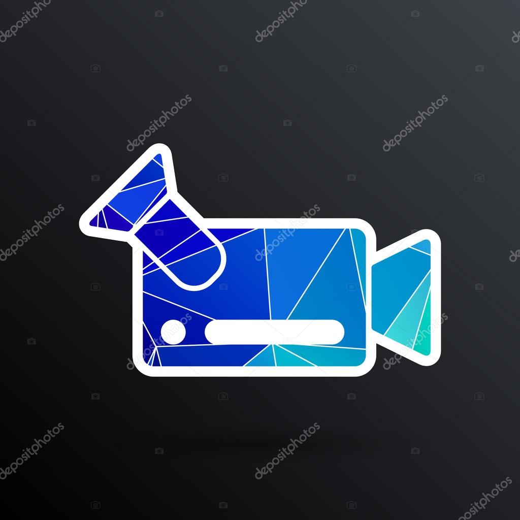 Icon video camera isolated footage square camcorder.