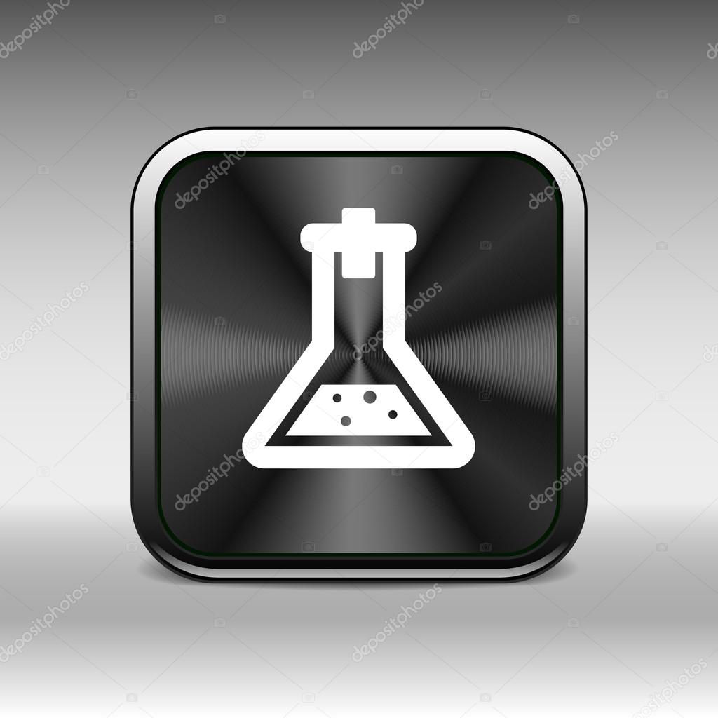 Chemical flask icon laboratory glass beaker lab vector.