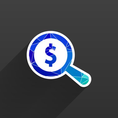 Büyüteç ile dolar işareti para, iş işareti simgesi