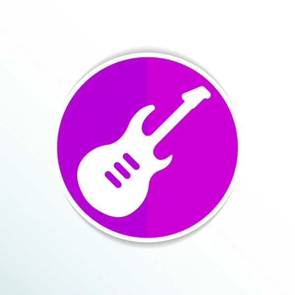 Guitar icon with long shadow melody electric — Stock Vector