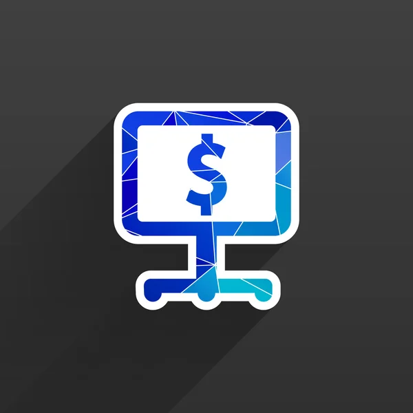 Dólar azul icono brillante sobre fondo blanco — Vector de stock