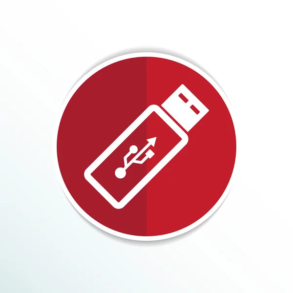 Vector usb icono de la unidad flash en un botón plano gris — Vector de stock