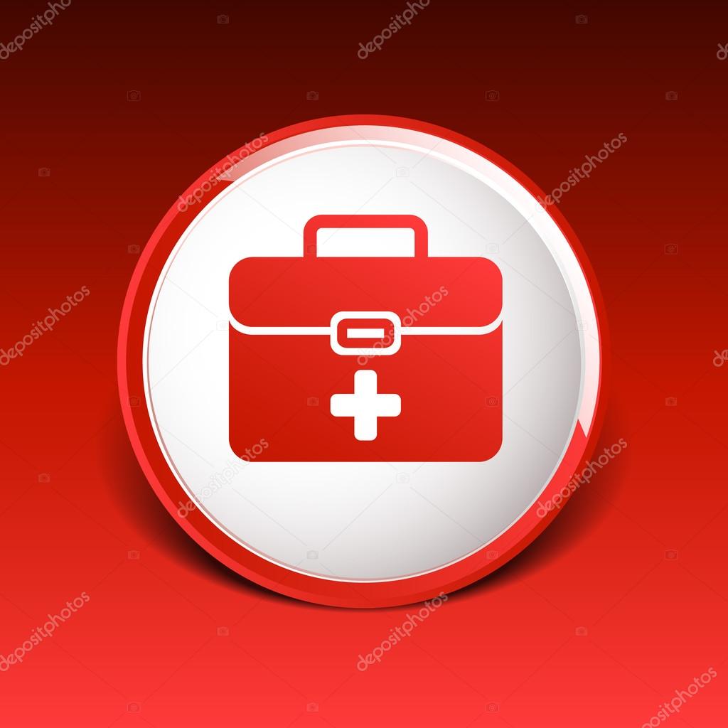 First aid vector icon kit medical box cross symbol