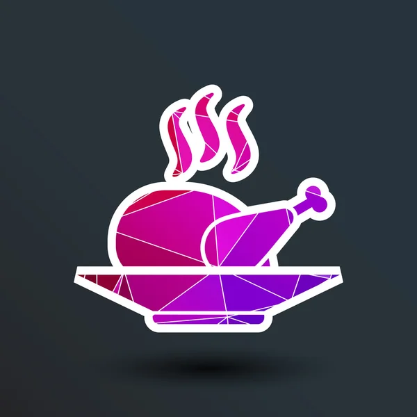 Kip barbecue pictogram logo warme maaltijd koken — Stockvector